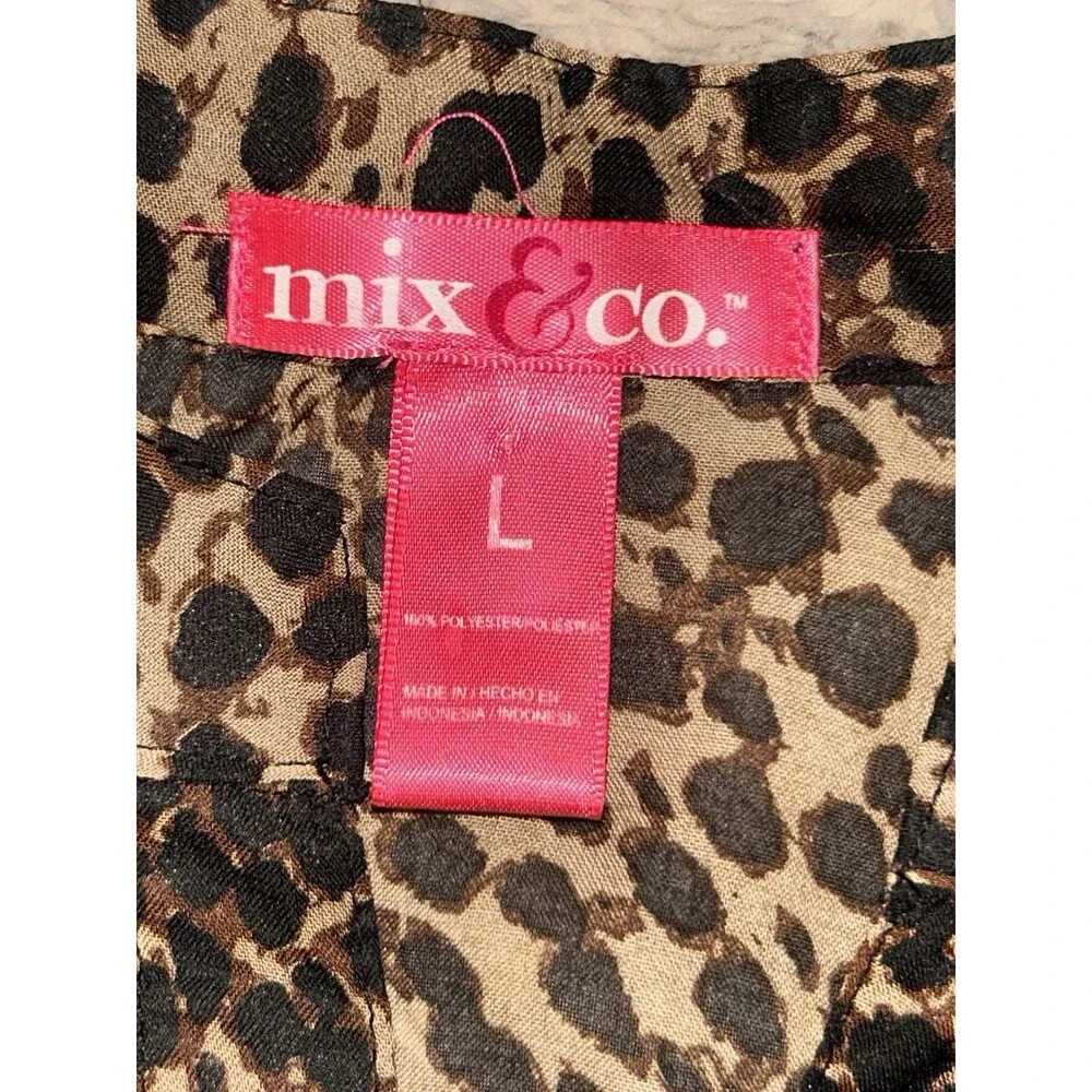 Mix It Sheer Leopard Print Button-Up Blouse in Brown and Black - Picture 6 of 12